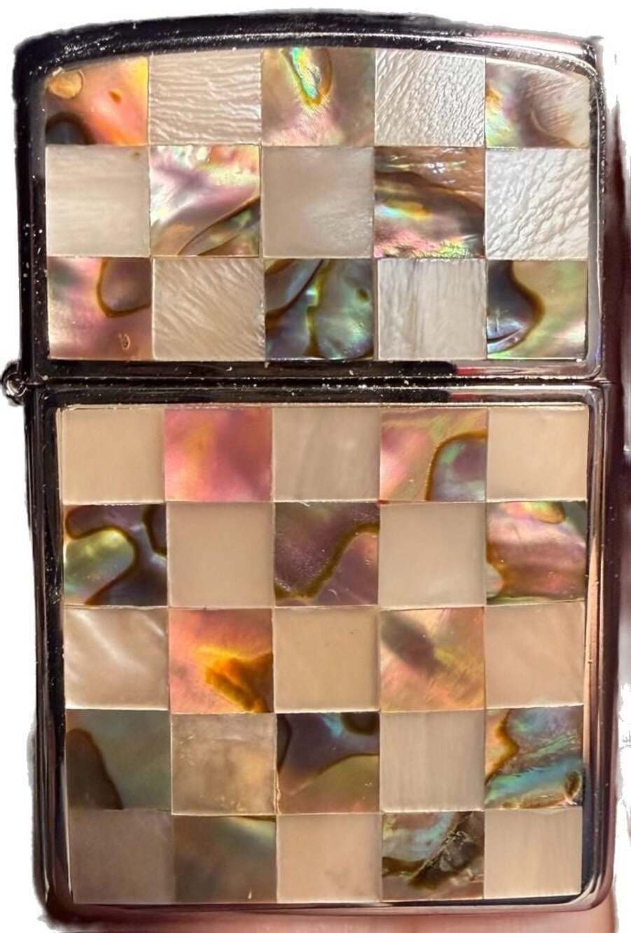 Zippo 2002 Sea Weave Mother of Pearl & Abalone Checkerboard Lighter with Box